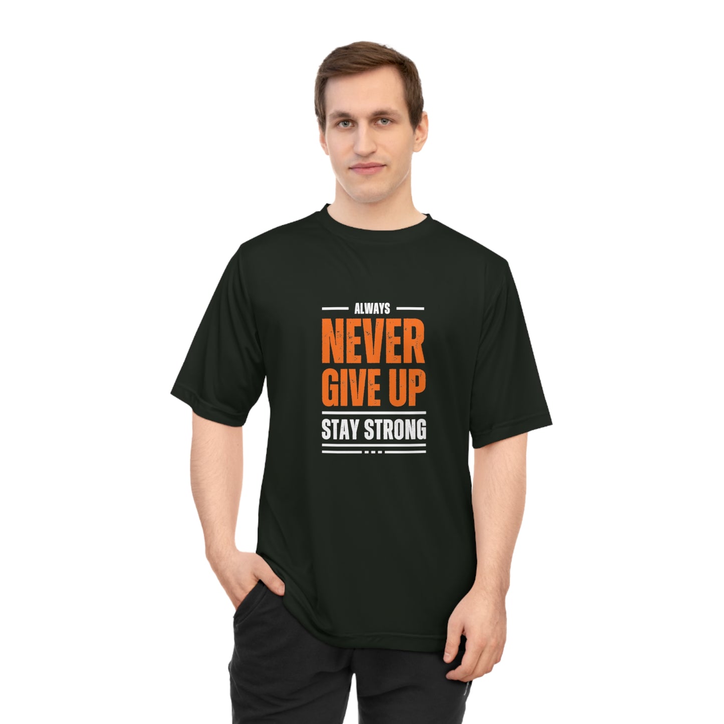 T Shirt - 'Never Give Up' Motivational Gym Tee, Inspirational Workout Shirt for Fitness Enthusiasts, Encouraging Gift for Athletes