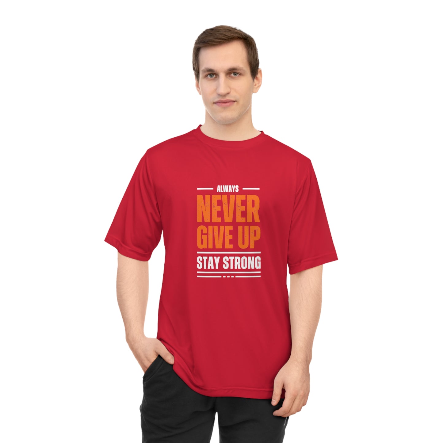 T Shirt - 'Never Give Up' Motivational Gym Tee, Inspirational Workout Shirt for Fitness Enthusiasts, Encouraging Gift for Athletes