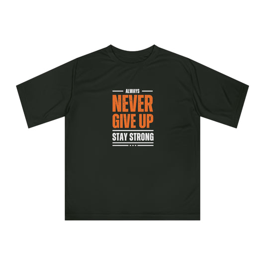 T Shirt - 'Never Give Up' Motivational Gym Tee, Inspirational Workout Shirt for Fitness Enthusiasts, Encouraging Gift for Athletes