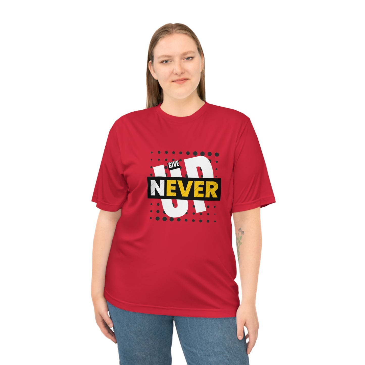 Never Give Up Gym T-Shirt - Inspiring Workout Wear for Fitness Fans - Perfect for Gym Sessions or Sports Gifts